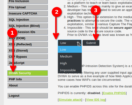 dvwa difficulty